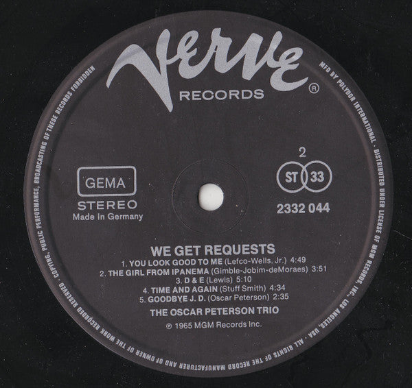 The Oscar Peterson Trio : We Get Requests (LP, Album, RE)