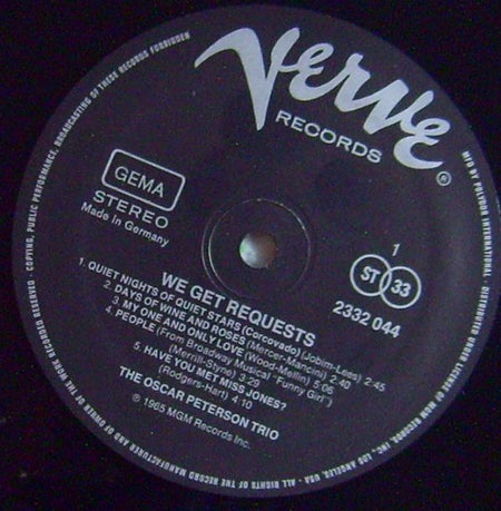 The Oscar Peterson Trio : We Get Requests (LP, Album, RE)
