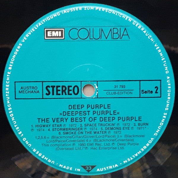 Deep Purple : Deepest Purple : The Very Best Of Deep Purple (LP, Comp, Club)