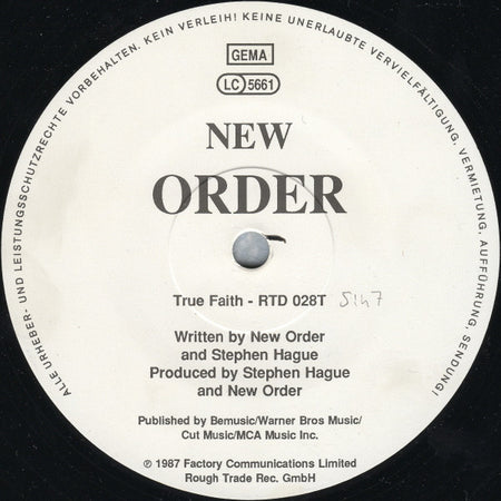 New Order : True Faith / 1963 (12")