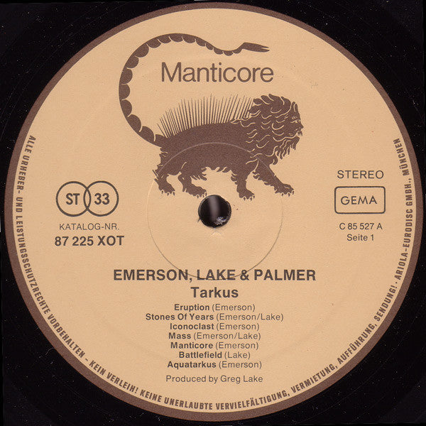 Emerson, Lake & Palmer : Tarkus (LP, Album, RE, Gat)