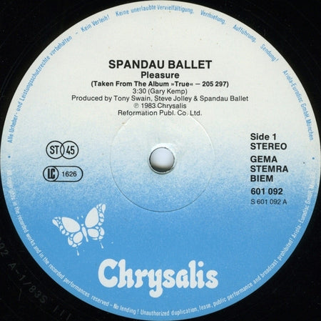 Spandau Ballet : Pleasure (12", Maxi)