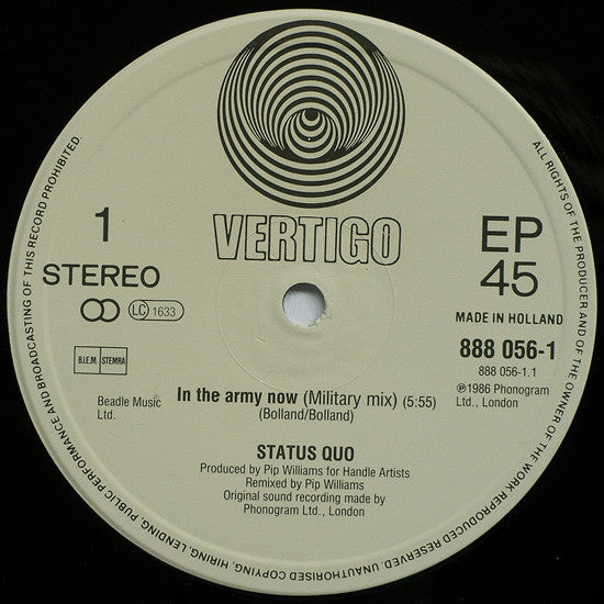 Status Quo : In The Army Now (12", EP)