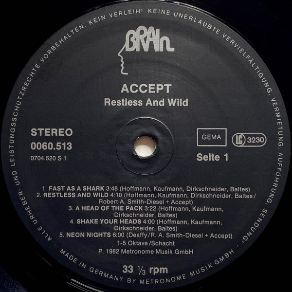 Accept : Restless And Wild (LP, Album)