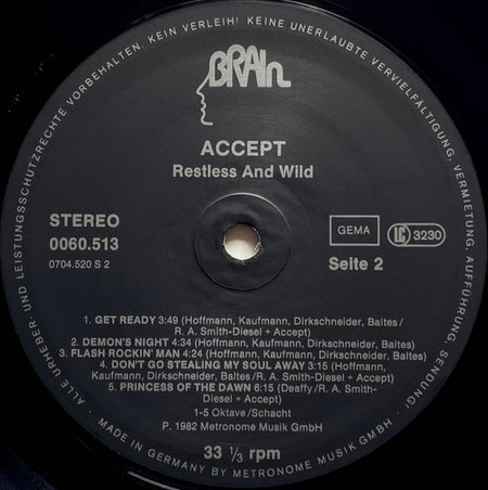 Accept : Restless And Wild (LP, Album)