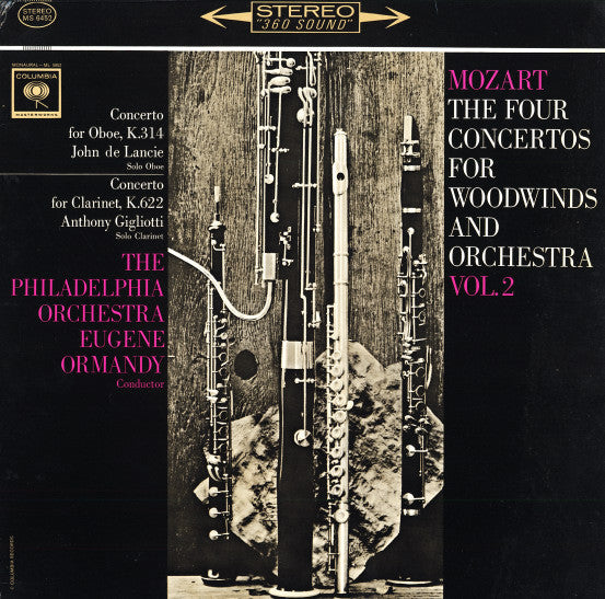 Wolfgang Amadeus Mozart, The Philadelphia Orchestra, Eugene Ormandy : The Four Concertos For Woodwinds And Orchestra Vol. 2 (Concerto For Oboe, K.314 / Concerto For Clarinet, K.622) (LP)