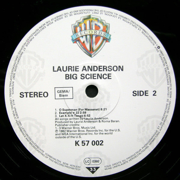 Laurie Anderson : Big Science (LP, Album)