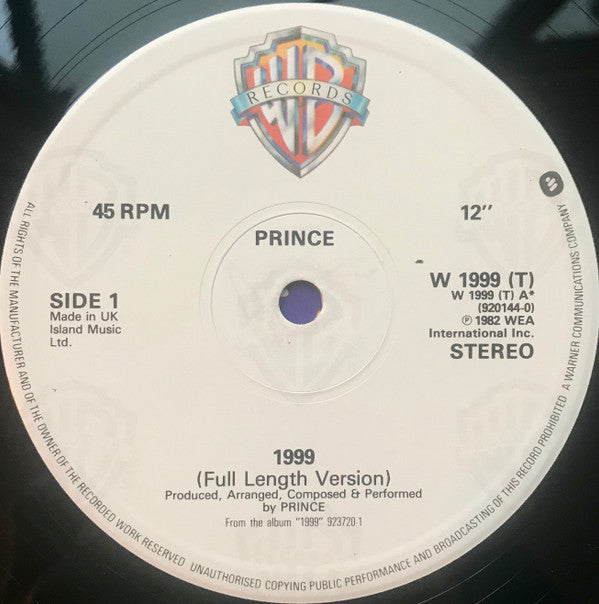 Prince : 1999 / Little Red Corvette (12", Single, PRS)