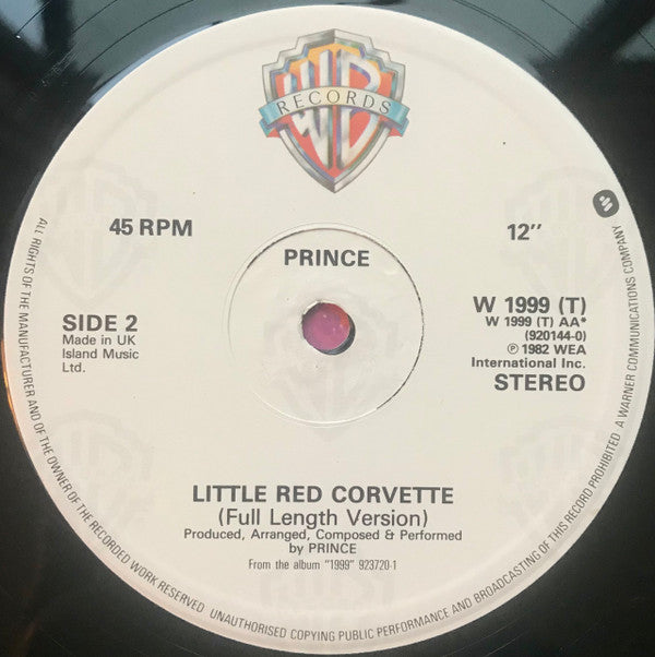 Prince : 1999 / Little Red Corvette (12", Single, PRS)