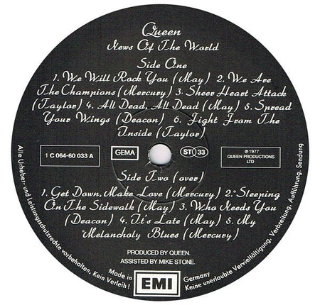 Queen : News Of The World (LP, Album, Gat)