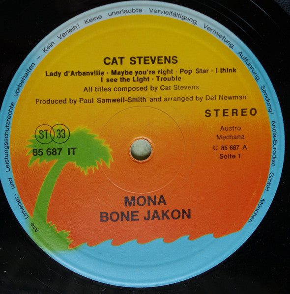 Cat Stevens : Mona Bone Jakon (LP, Album, RE)