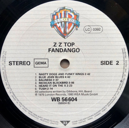 ZZ Top : Fandango! (LP, Album, RE)