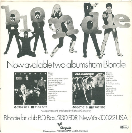Blondie : (I'm Always Touched By Your) Presence, Dear. (7", Single, Blu)