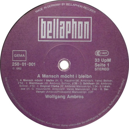Wolfgang Ambros : A Mensch Möcht I Bleibn (LP, Comp)