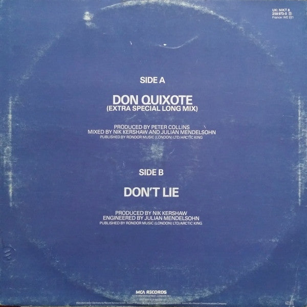 Nik Kershaw : Don Quixote (12", Maxi)