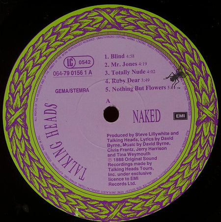 Talking Heads : Naked (LP, Album)