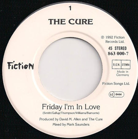 The Cure : Friday I'm In Love (7", Single)