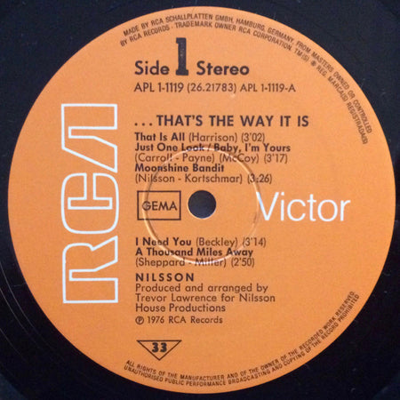 Harry Nilsson : ...That's The Way It Is (LP, Album, Gat)