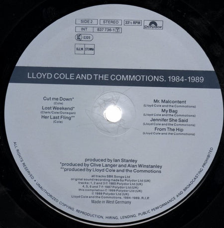 Lloyd Cole & The Commotions : 1984-1989 (LP, Comp, Gat)