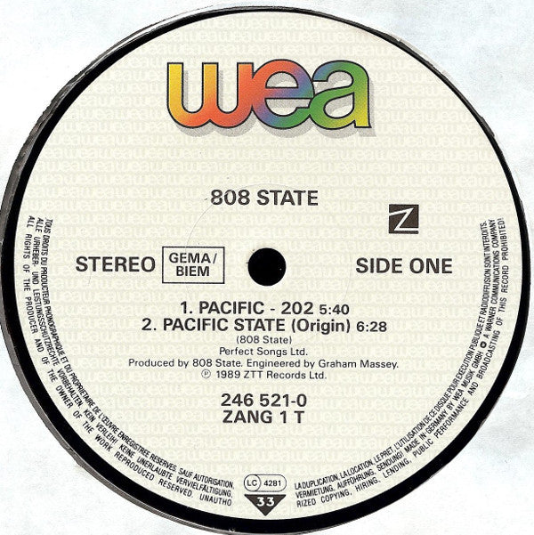 808 State : Pacific (12", Single)
