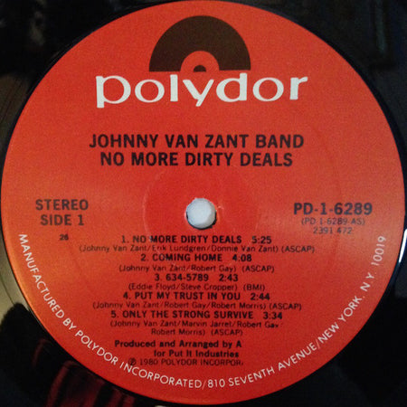 Johnny Van Zant Band : No More Dirty Deals (LP, Album, Com)